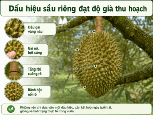 Dấu hiệu sầu riêng đạt độ già thu hoạch